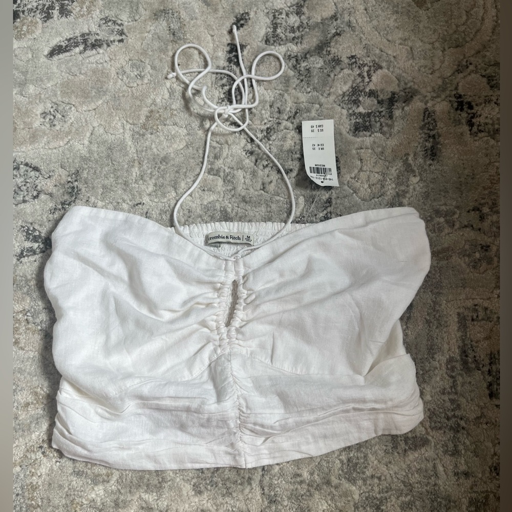 American eagle white halter crop top size medium